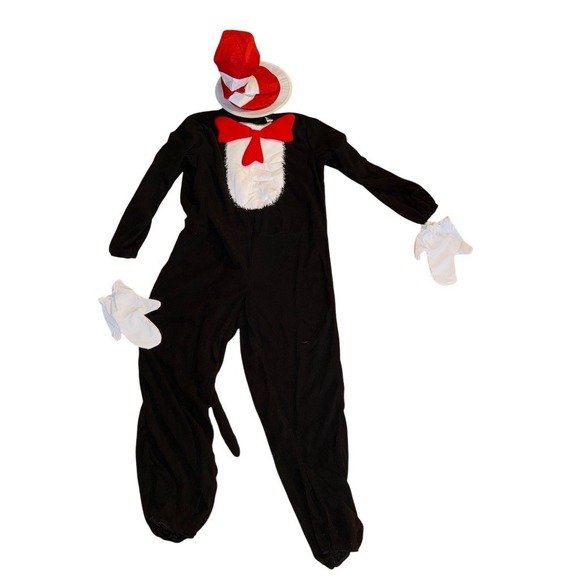Spirit Halloween Cat in the Hat Costume Set Sz L Jumpsuit Hat Dr Seuss literary - Picture 6 of 7